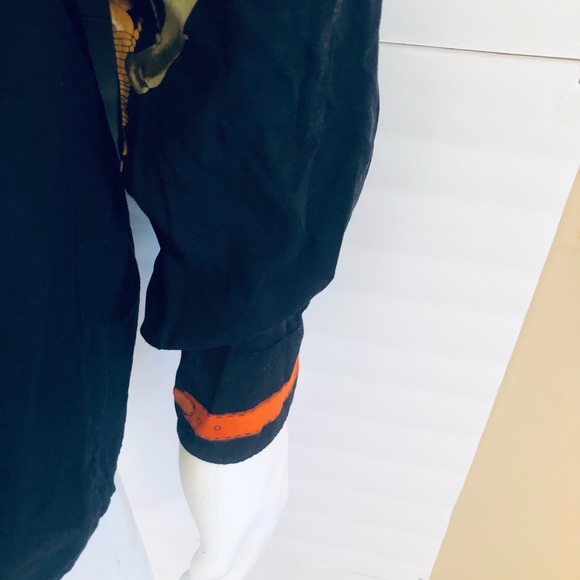 VINTAGE KBB Shirt Men M Black  Button Lightweight Band Collar 80’s Prints - Picture 10 of 15